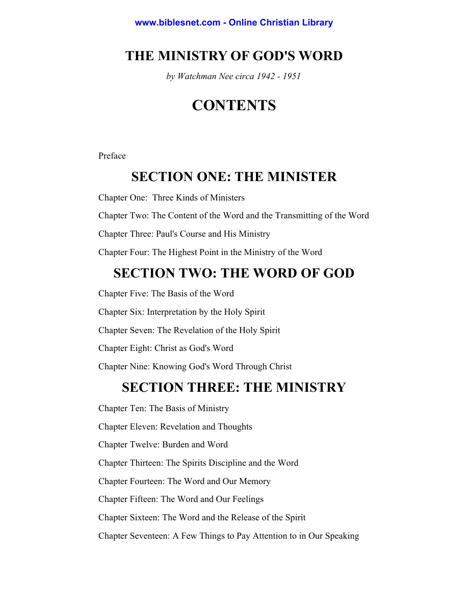 Cover of The Ministry of God's Word
