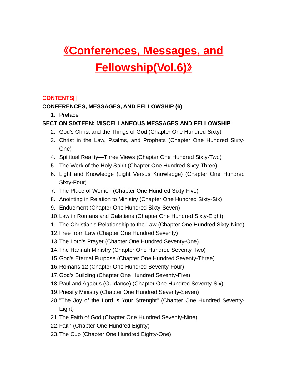Cover of Conferences Messages and Fellowship Vol 6