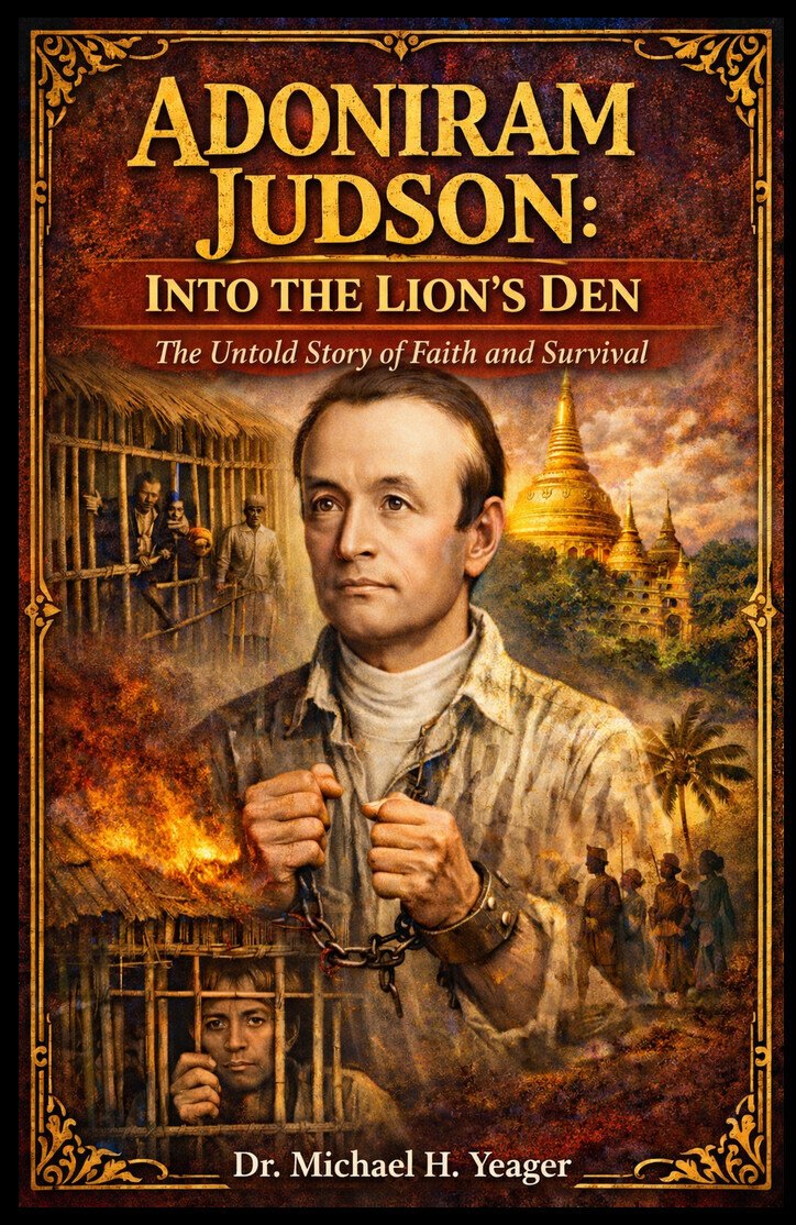 Adoniram Judson: Into the Lion’s Den: The Untold Story of Faith and Survival by Michael H. Yeager book cover