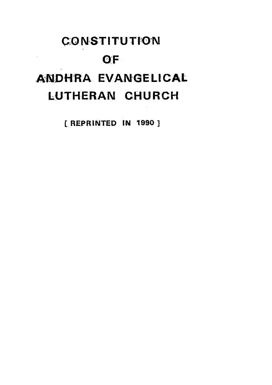 Title page — Constitution of Andhra Evangelical Lutheran Church (Reprinted in 1990)
