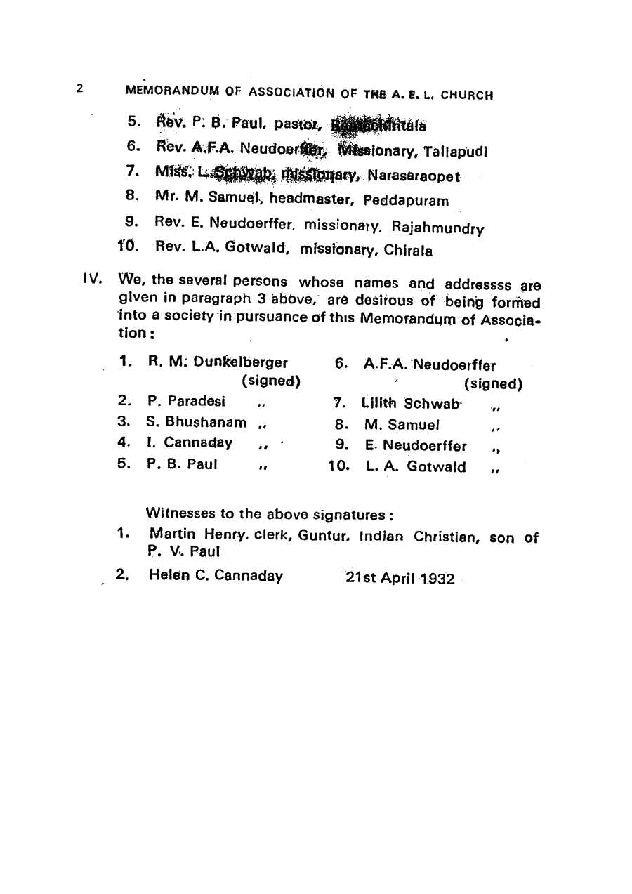 Scanned page 2 of the AELC Constitution (PDF page 4)