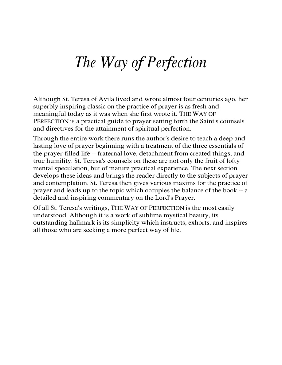 Cover of Avila way of perfection