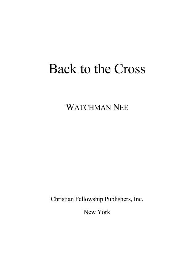 Cover of Back to the Cross