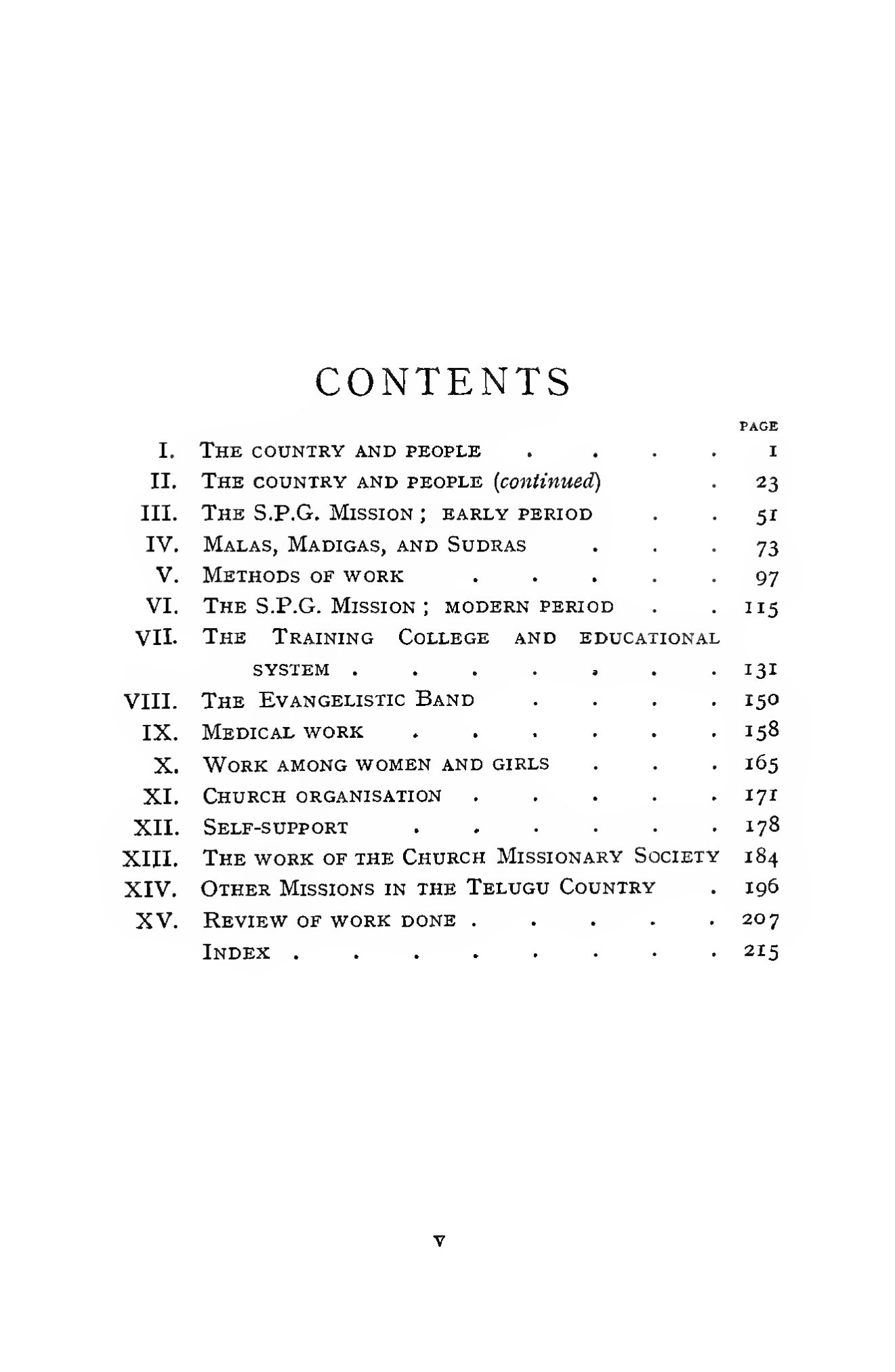 Page 13 of Christian Missions in the Telugu Country (Title, Note & Contents)