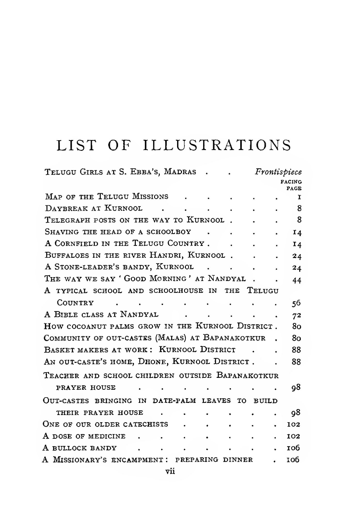 Page 15 of Christian Missions in the Telugu Country (Title, Note & Contents)