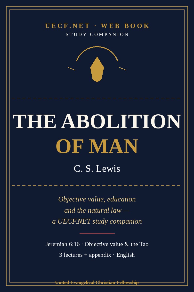 Book cover: The Abolition of Man / మనుష్యుని నిర్మూలన — C. S. Lewis