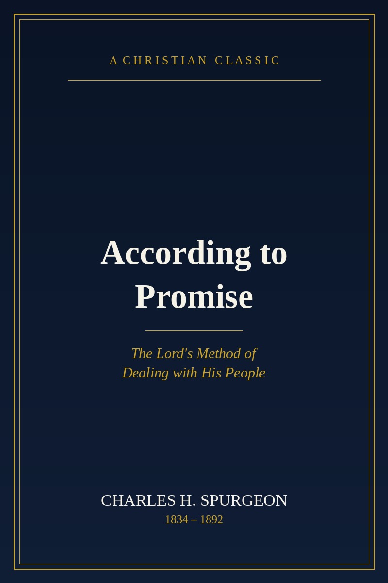 Book cover: According to Promise / వాగ్దానము చొప్పున — Charles H. Spurgeon