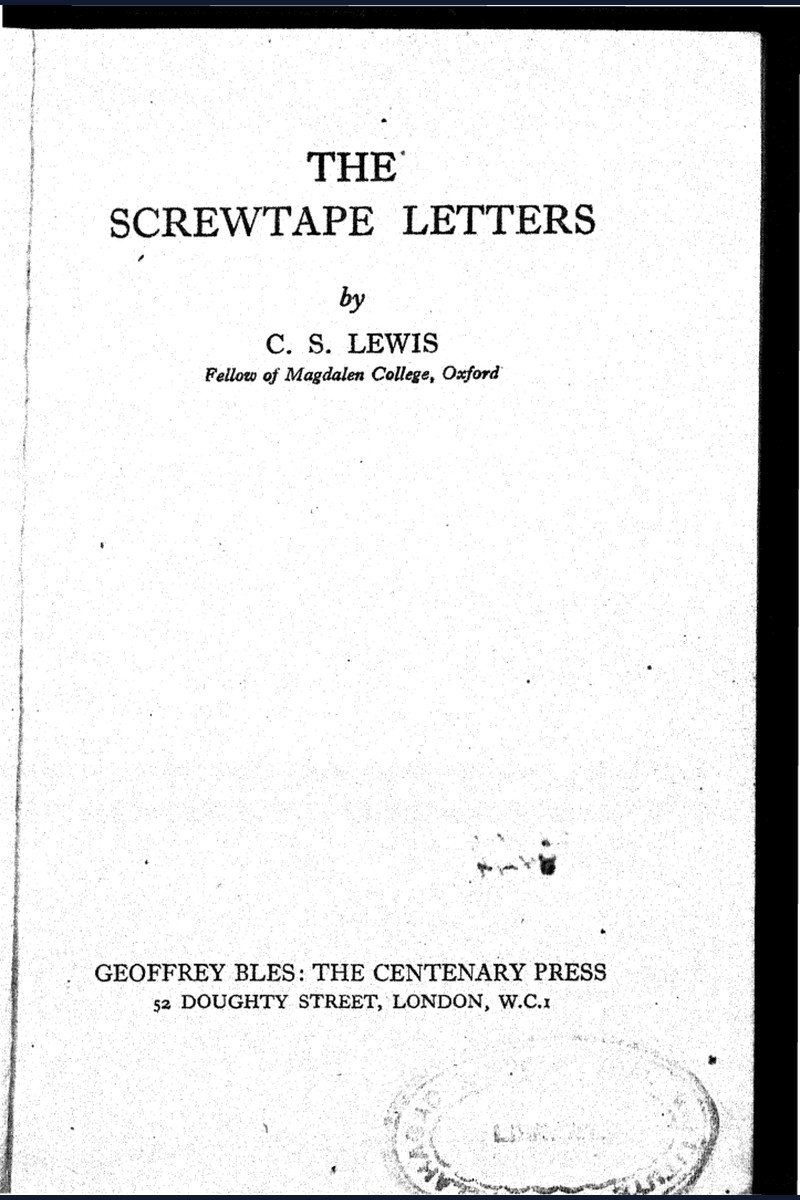 Cover of The Screwtape Letters by C. S. Lewis