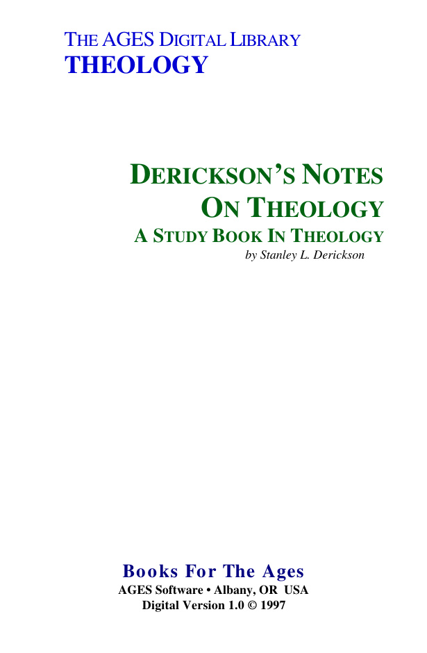 Cover of Dericksons-Notes-on-Theology