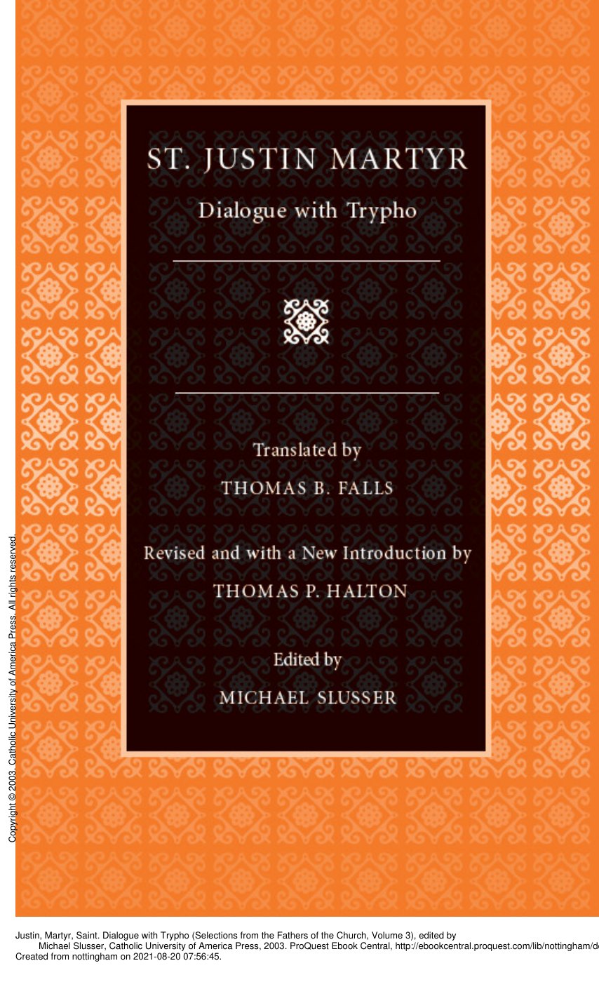 Dialogue with Trypho by Justin Martyr book cover