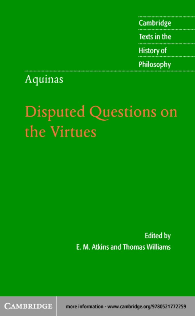 Disputed Questions on the Virtues by Thomas Aquinas book cover