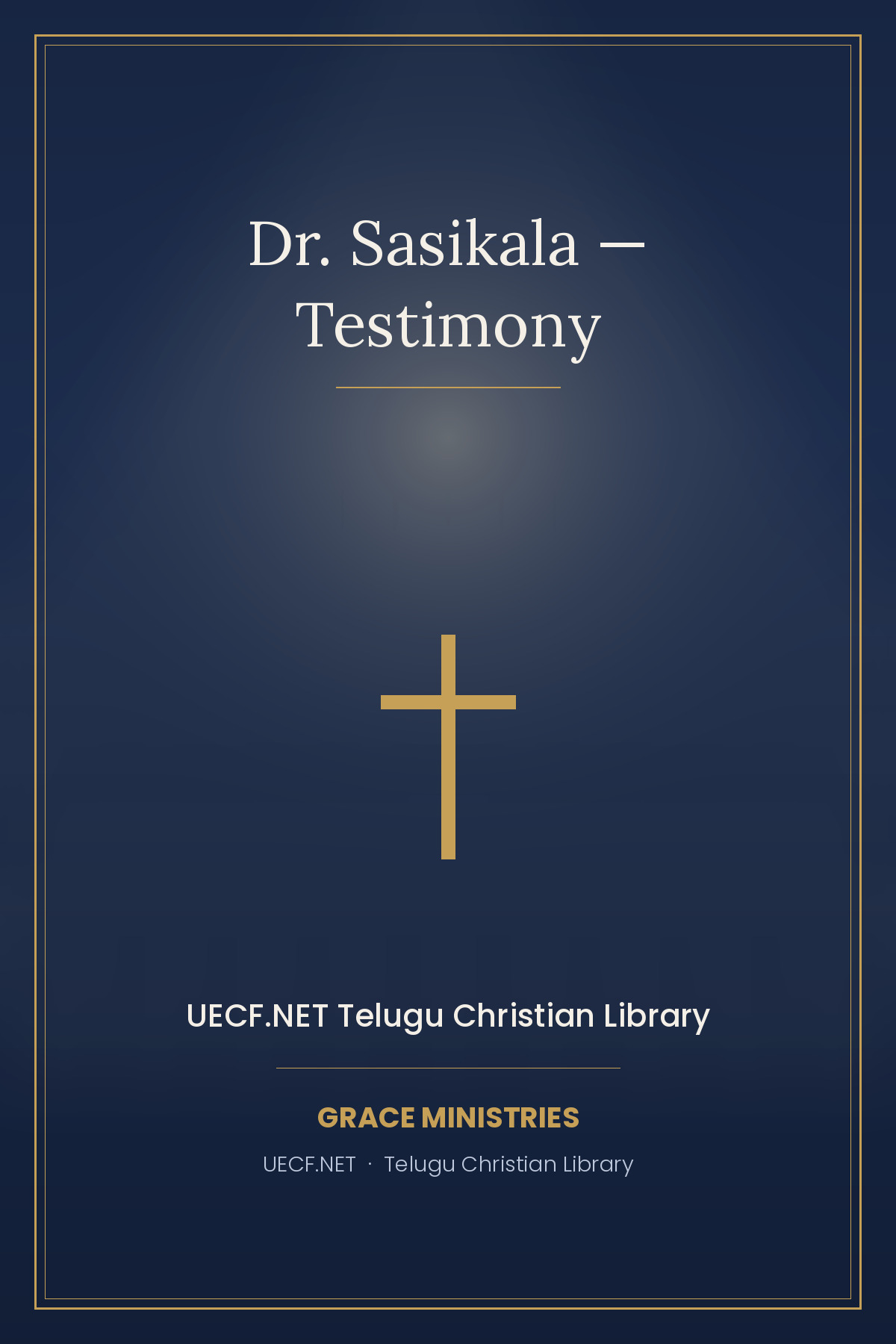Cover photograph of Dr. Sasikala — Testimony
