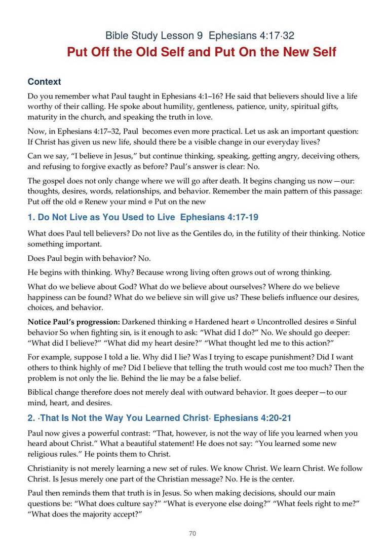 English study notes, printed page 70
