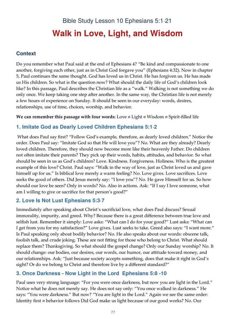 English study notes, printed page 77