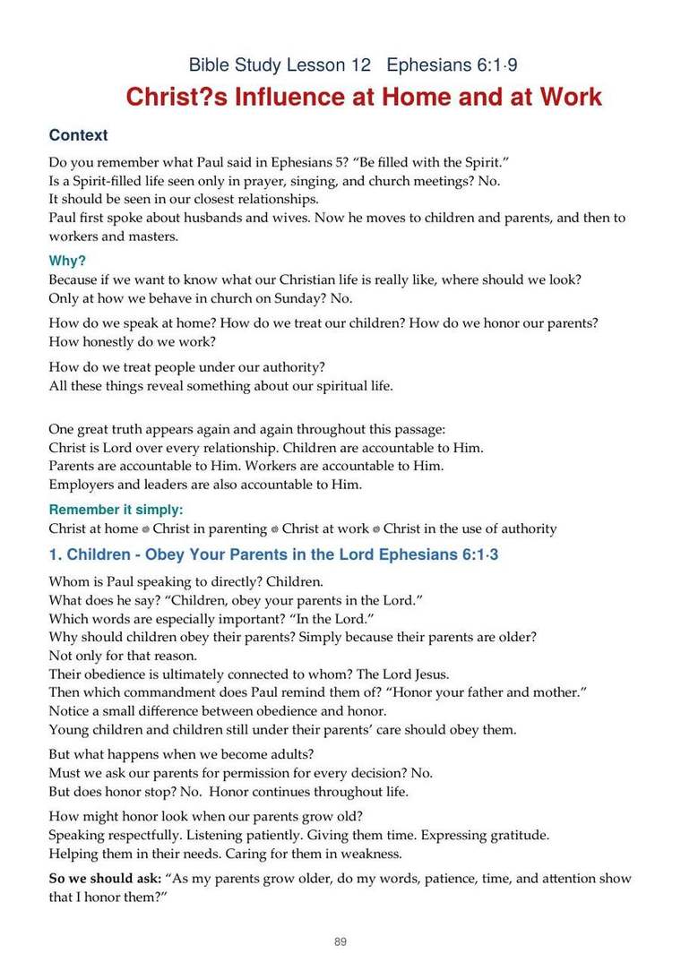 English study notes, printed page 89