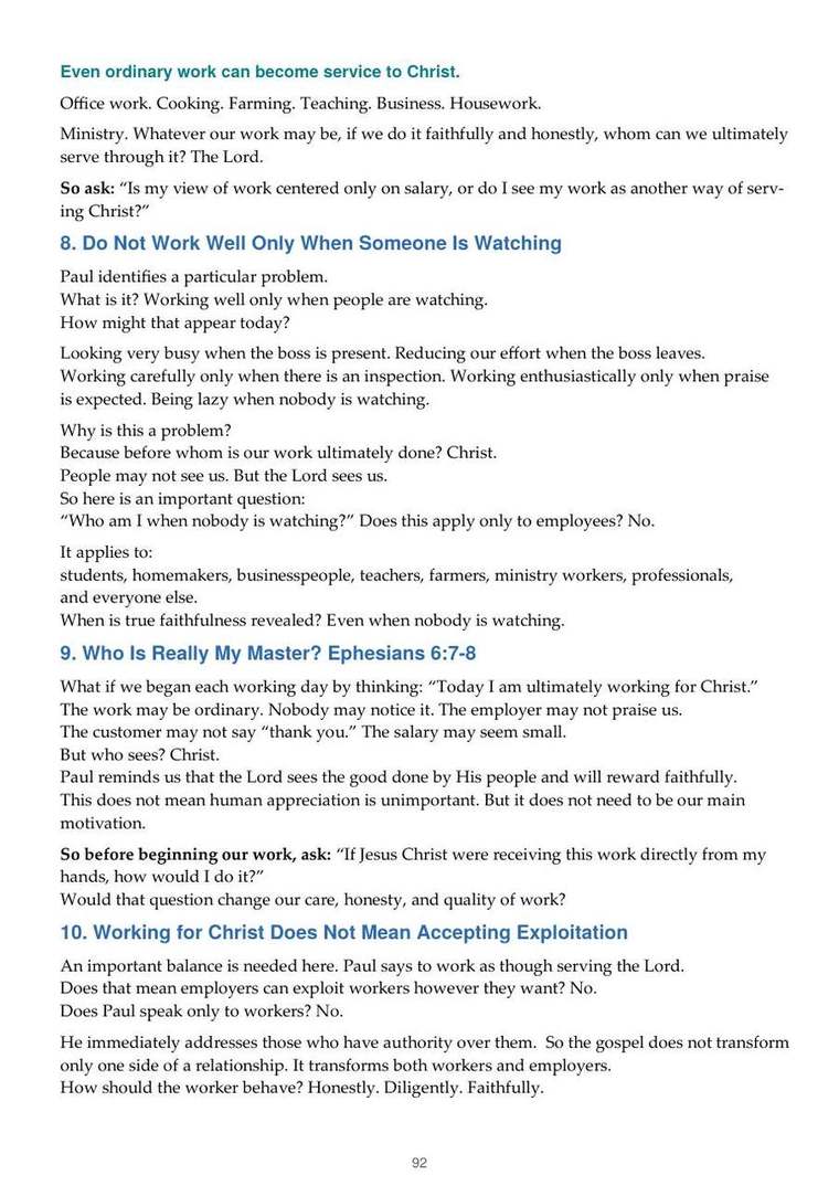 English study notes, printed page 92