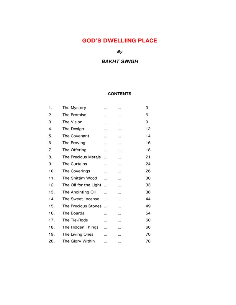 God's Dwelling Place by Bakht Singh