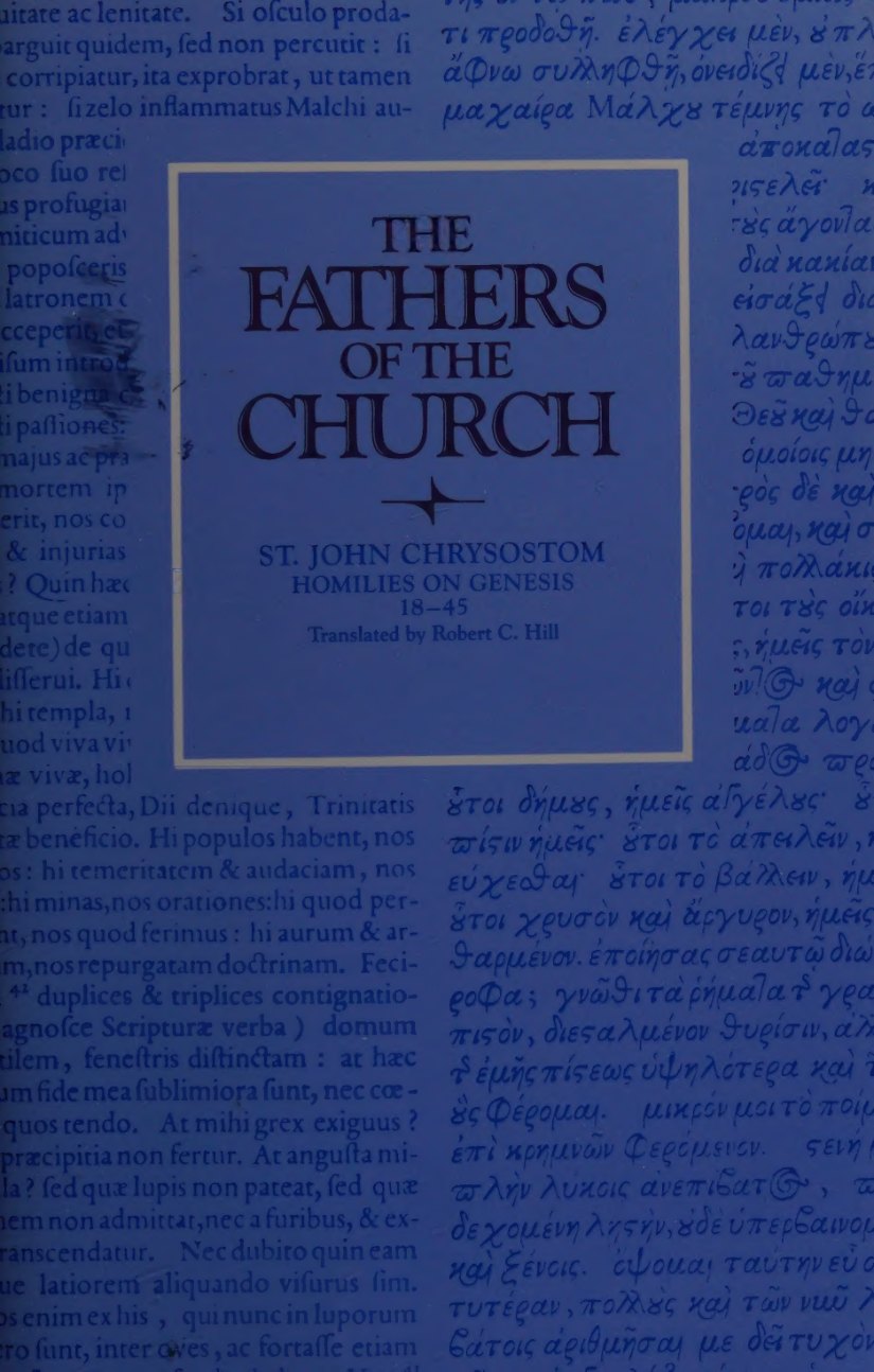 Homilies on Genesis by John Chrysostom book cover