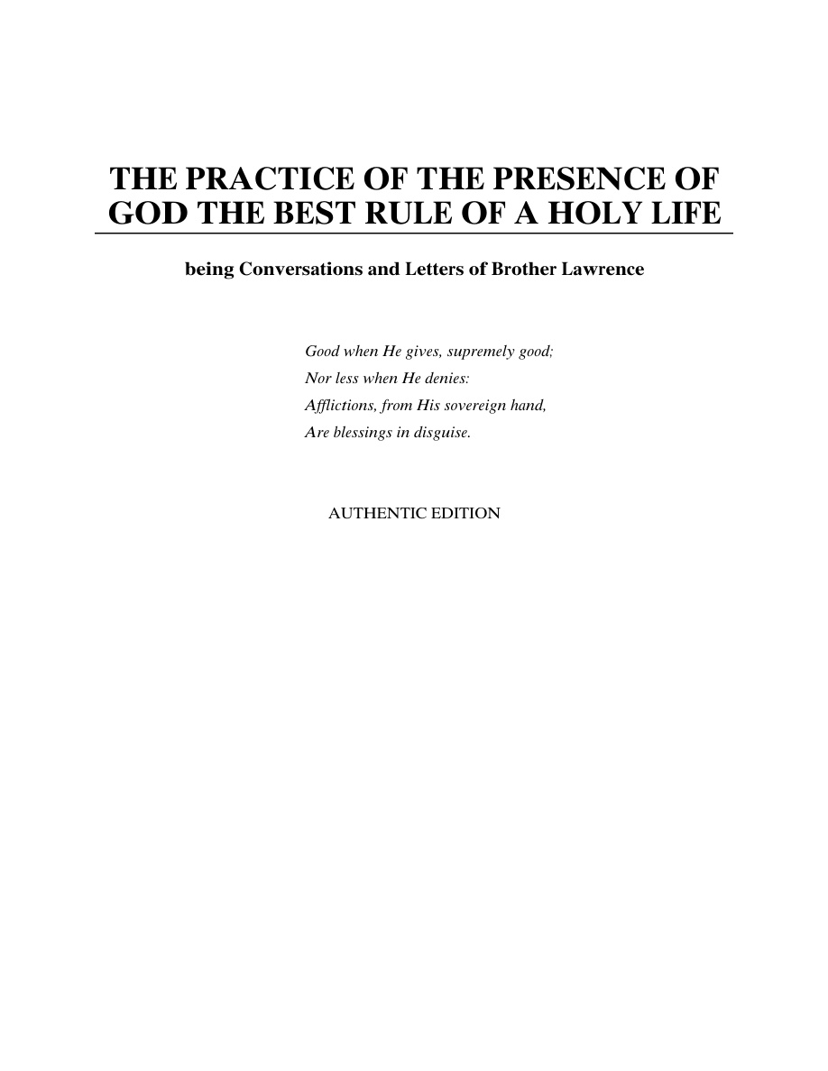Cover of Lawrence Practice of Presence