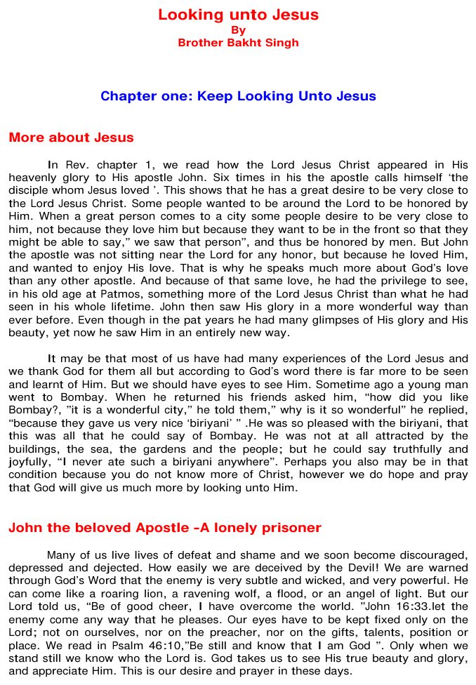 Looking Unto Jesus by Bakht Singh