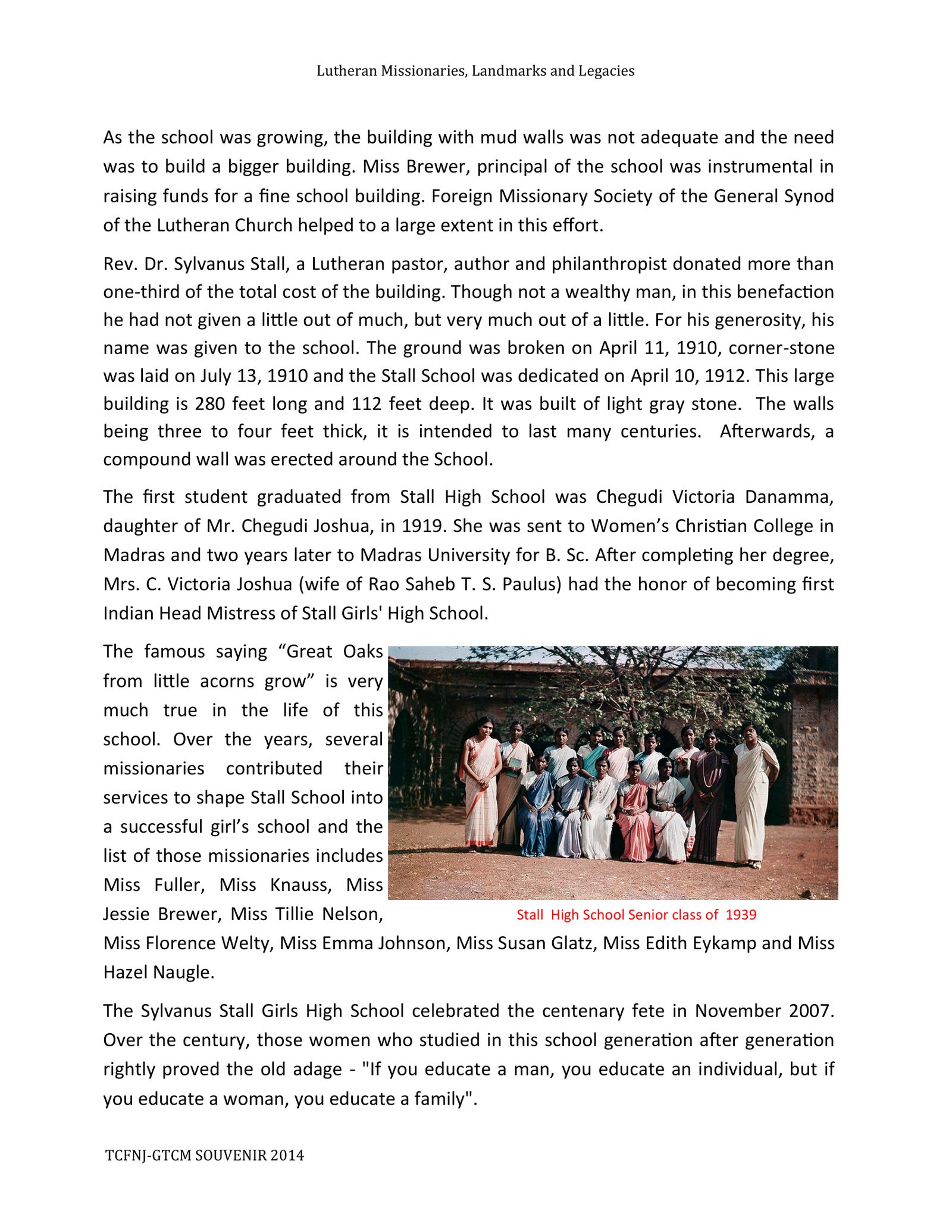 Page 11 of Lutheran Missionaries, Landmarks and Legacies (3. Stall Memorial School)