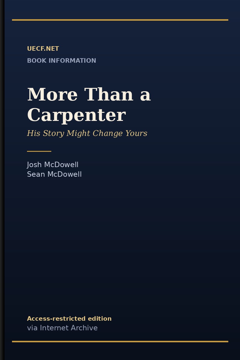 Cover of More Than a Carpenter &mdash; Josh McDowell & Sean McDowell