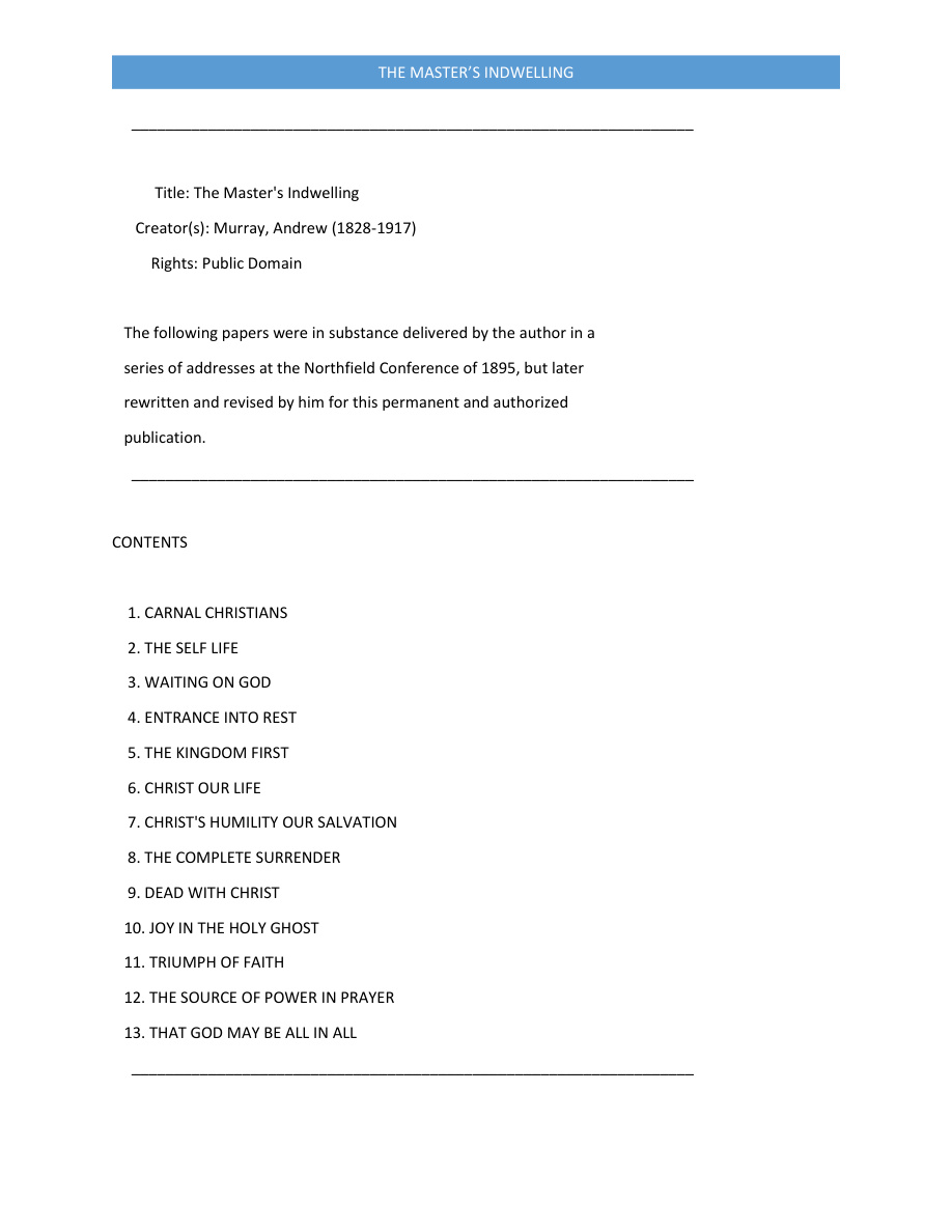 Cover of Murray-Masters-Indwelling