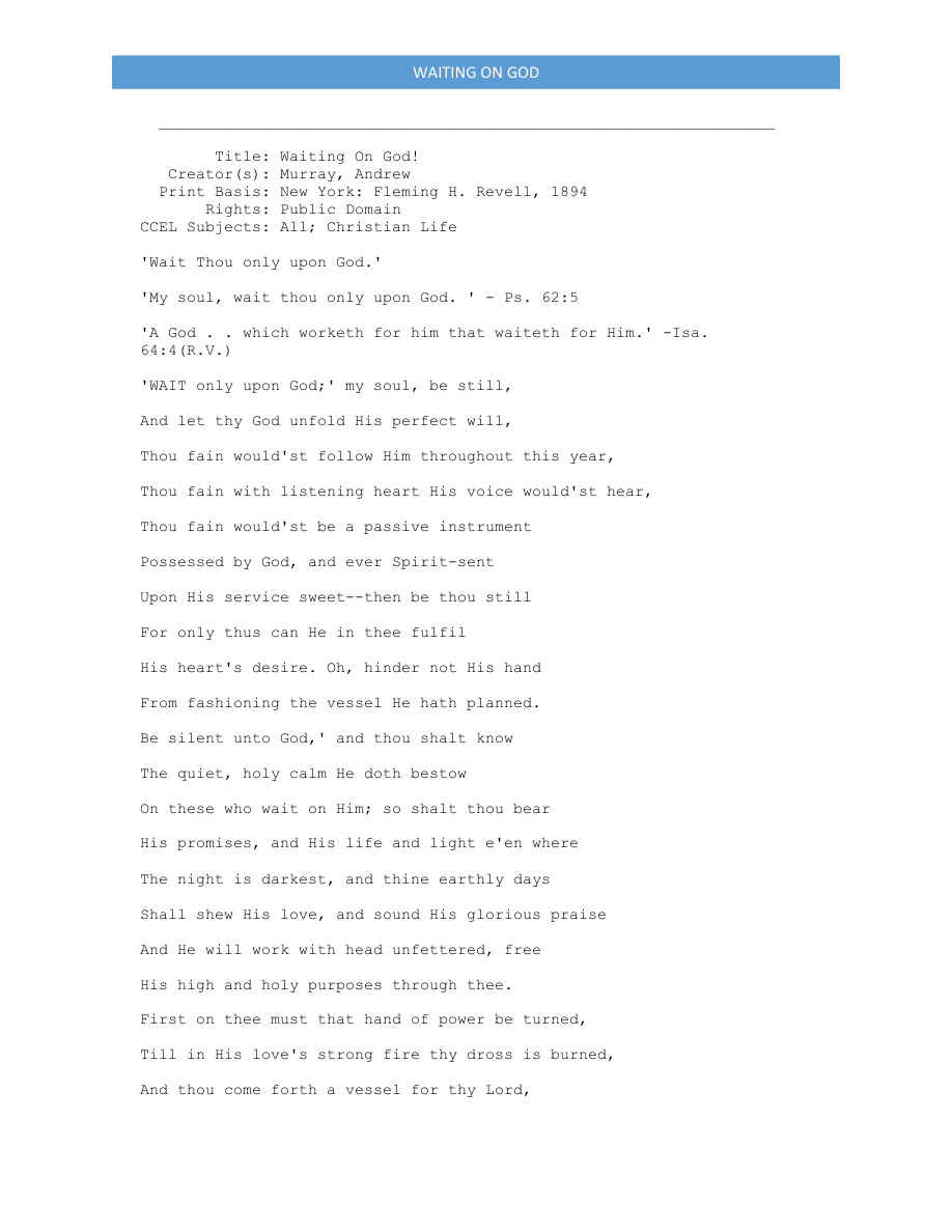 Cover of Murray-Waiting-on-God