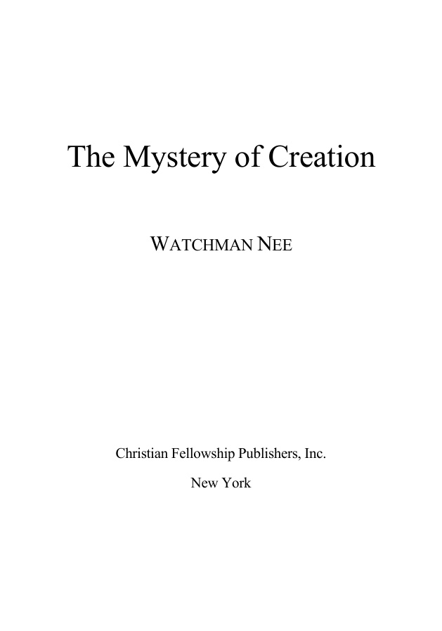 Cover of Mystery of Creation