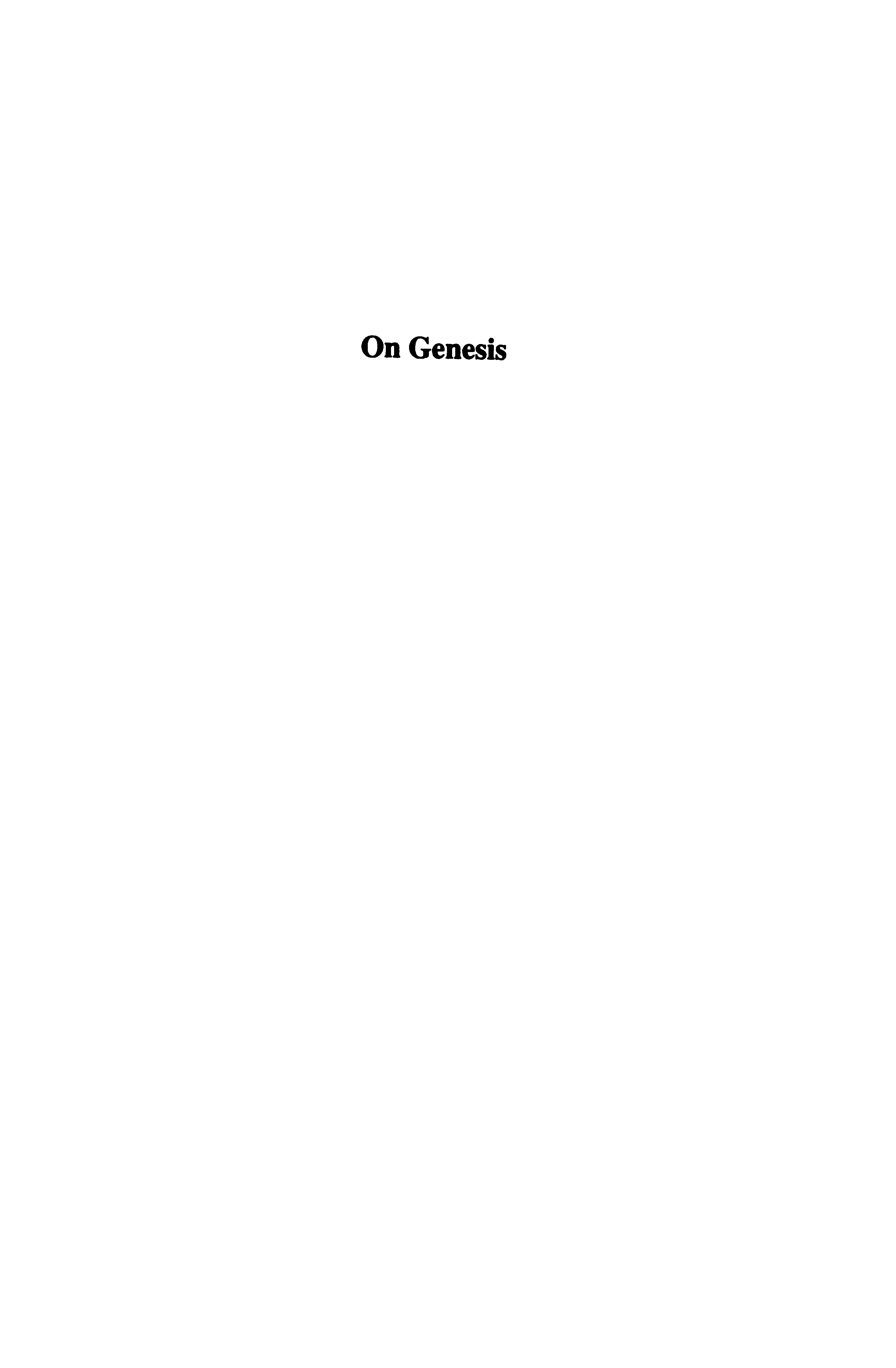 Cover of On Genesis