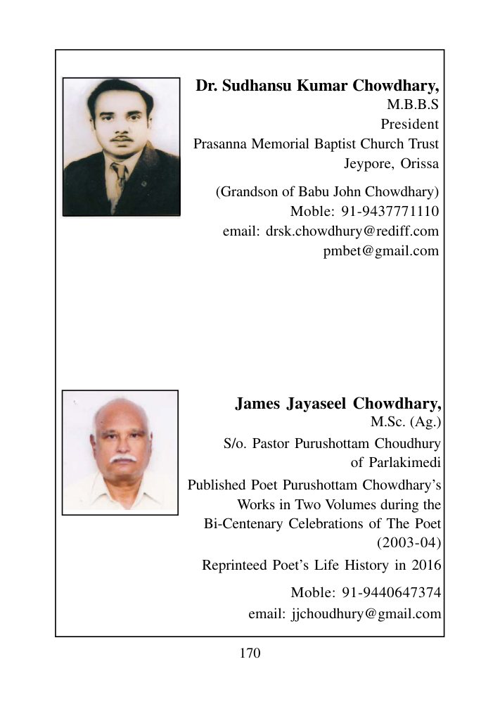 Photo page 170 from Monarch of Telugu Christian Literature: Purushottam Chowdhary