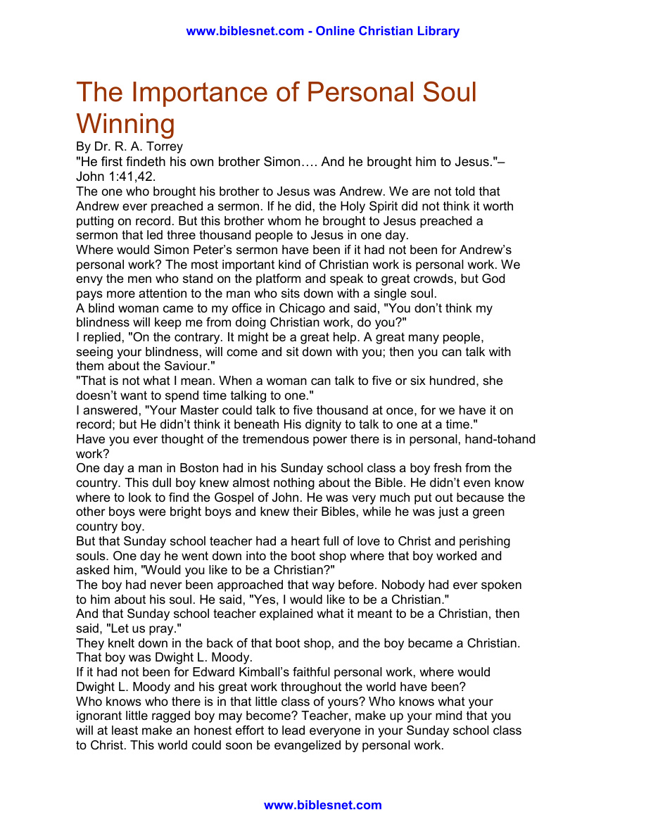 Cover of RA-Torrey-The-Importance-of-Personal-Soul-Winning