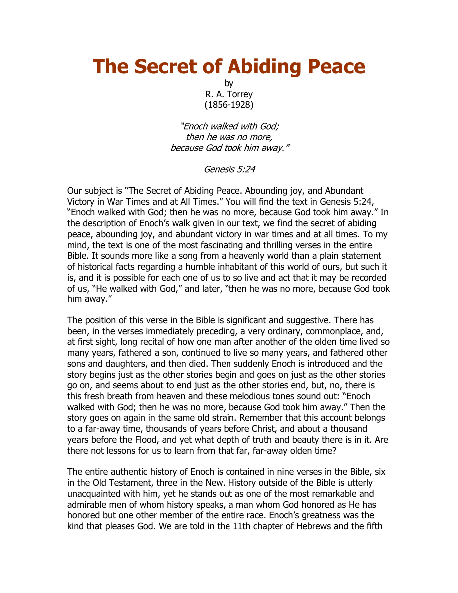 Cover of RA-Torrey-The-Secret-of-Abiding-Peace