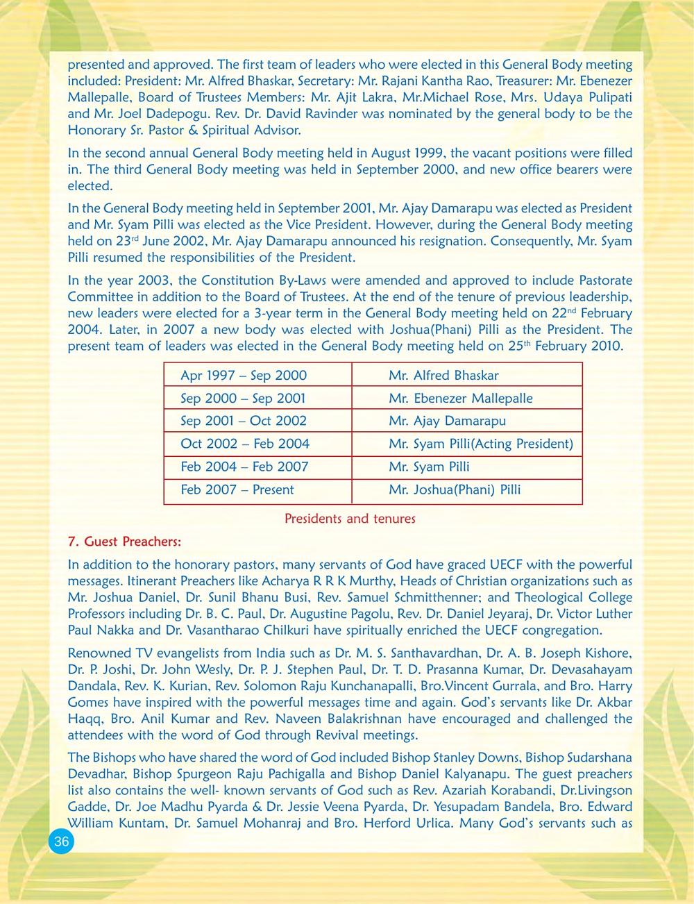 Original page 36 of the UECF 15th Anniversary Souvenir