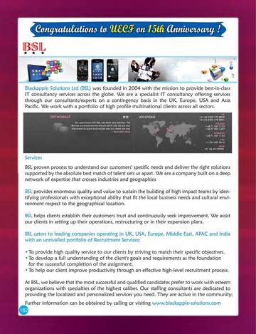 Sponsor greeting on page 182 of the UECF 15th Anniversary Souvenir