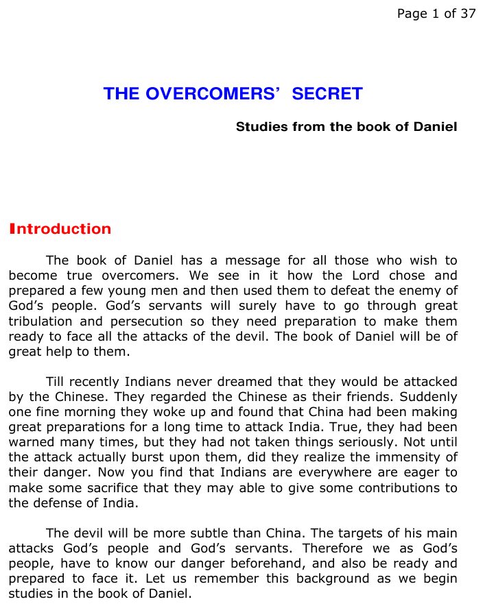 The Overcomers' Secret by Bakht Singh