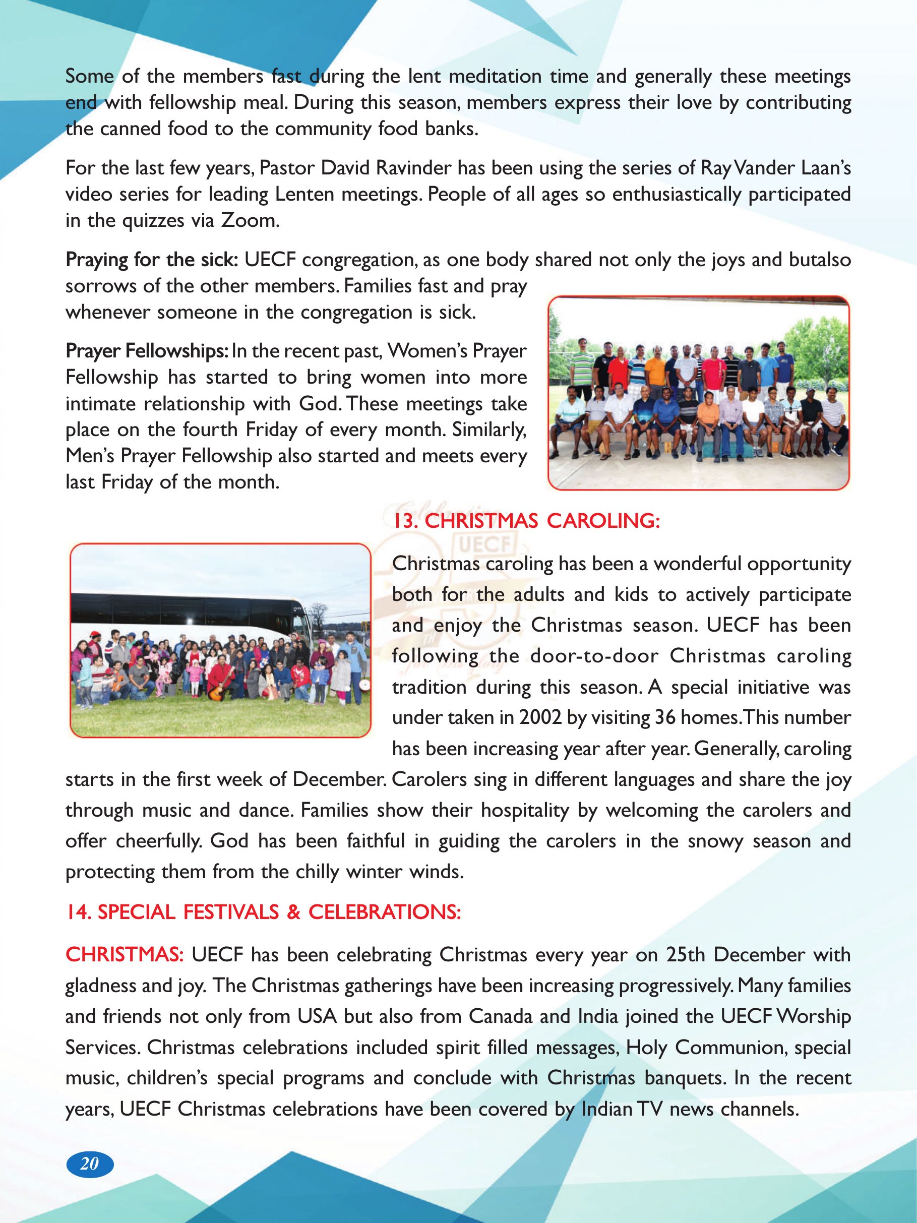 Page 20 of the UECF Silver Jubilee Souvenir