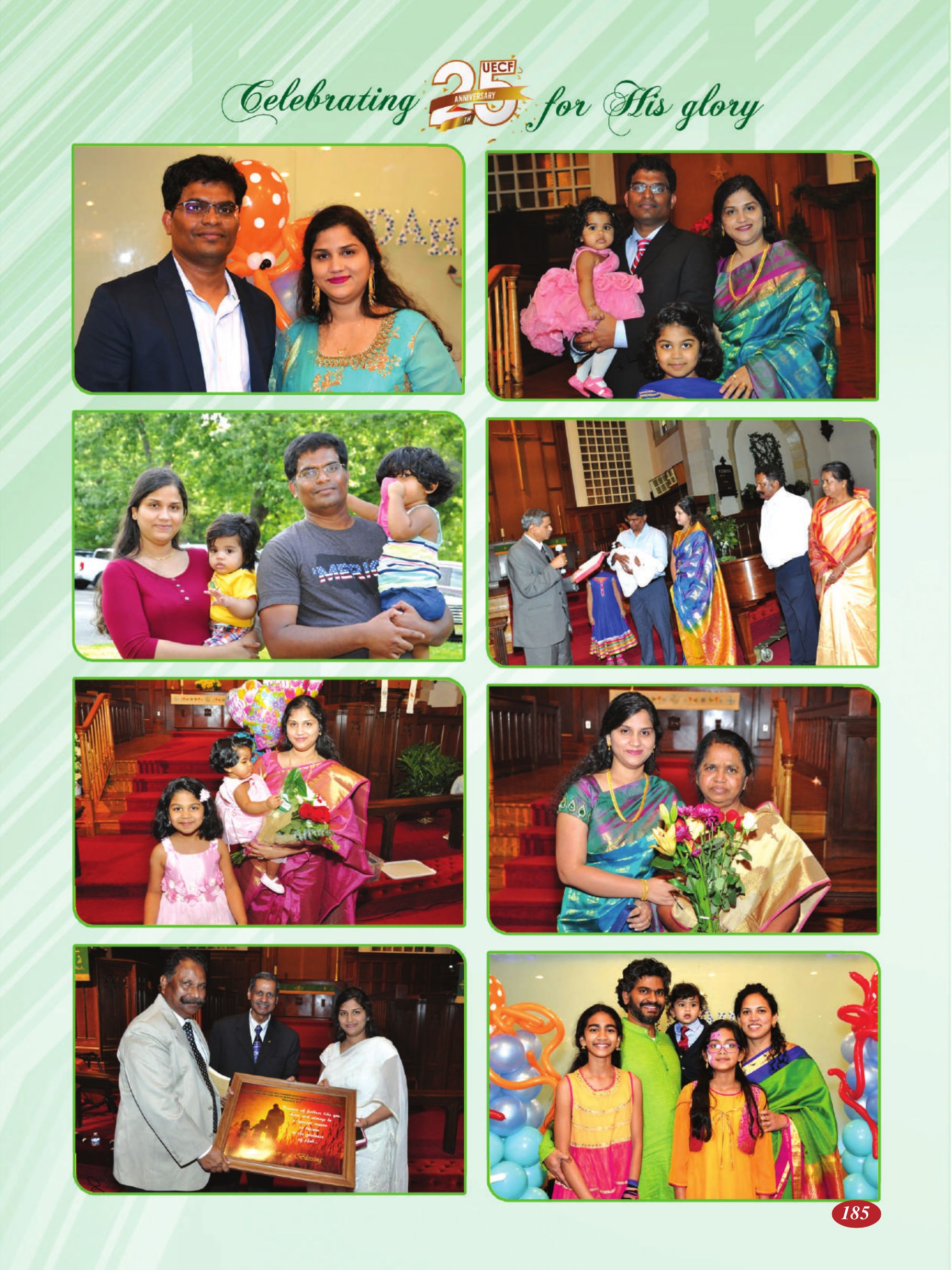 Page 185 of the UECF Silver Jubilee Souvenir