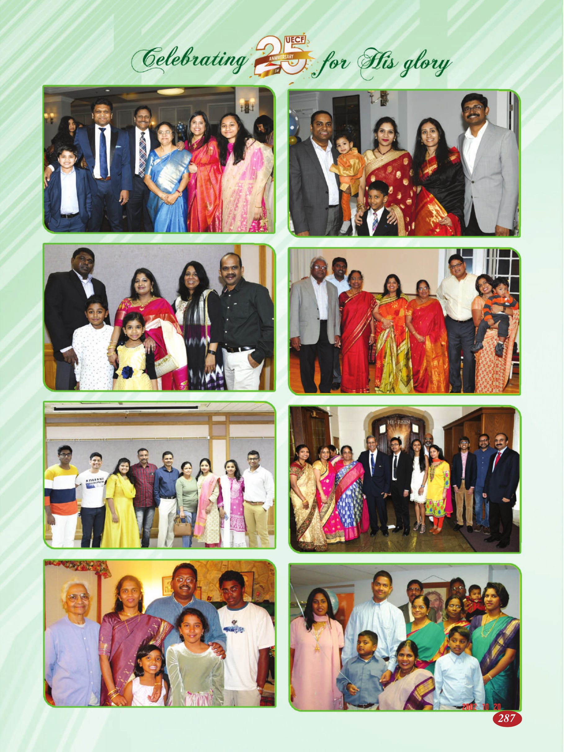 Page 287 of the UECF Silver Jubilee Souvenir