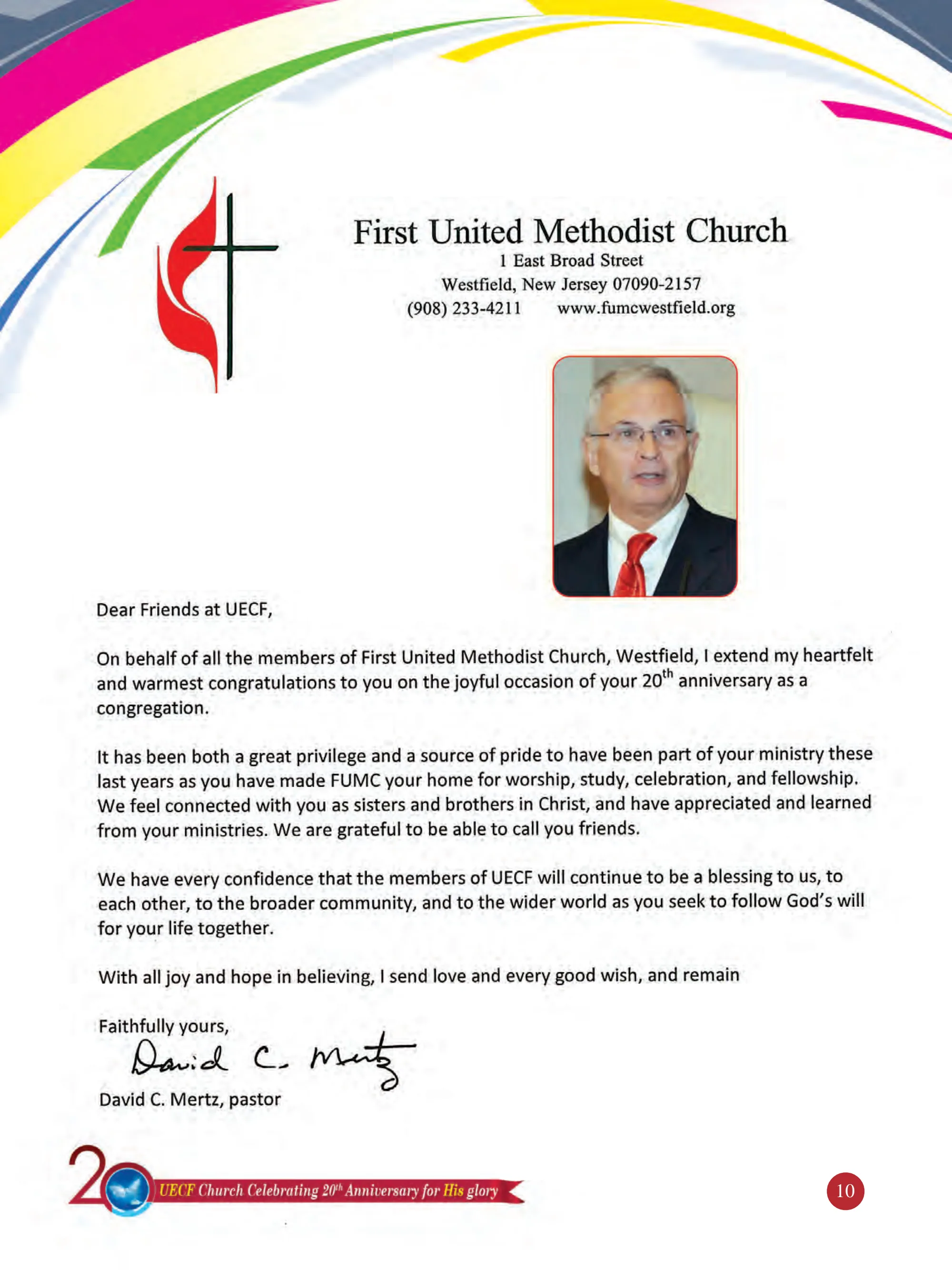 Rev. Dr. David C. Merz — souvenir page 10