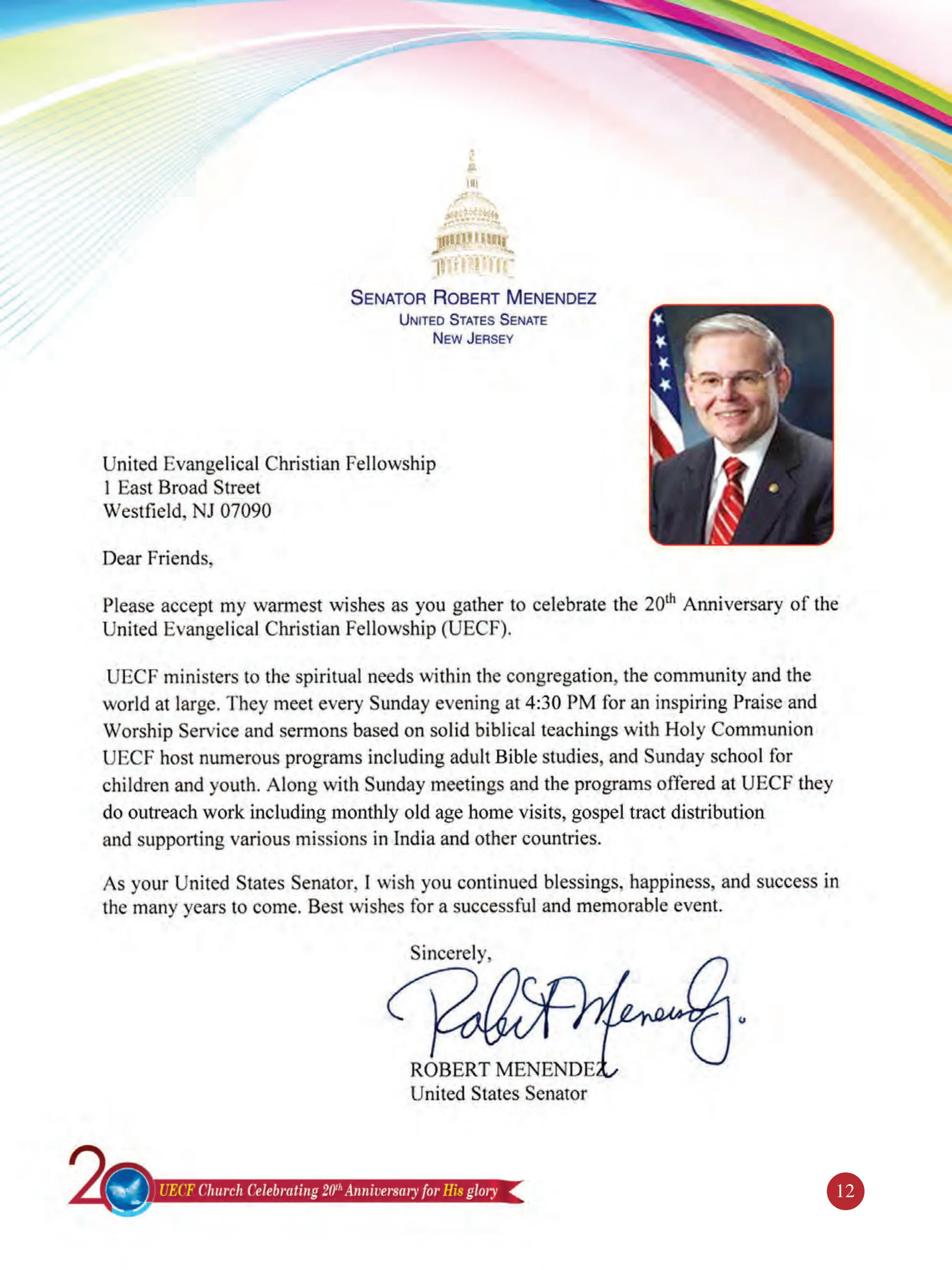 Mr. Robert Menendez — souvenir page 12