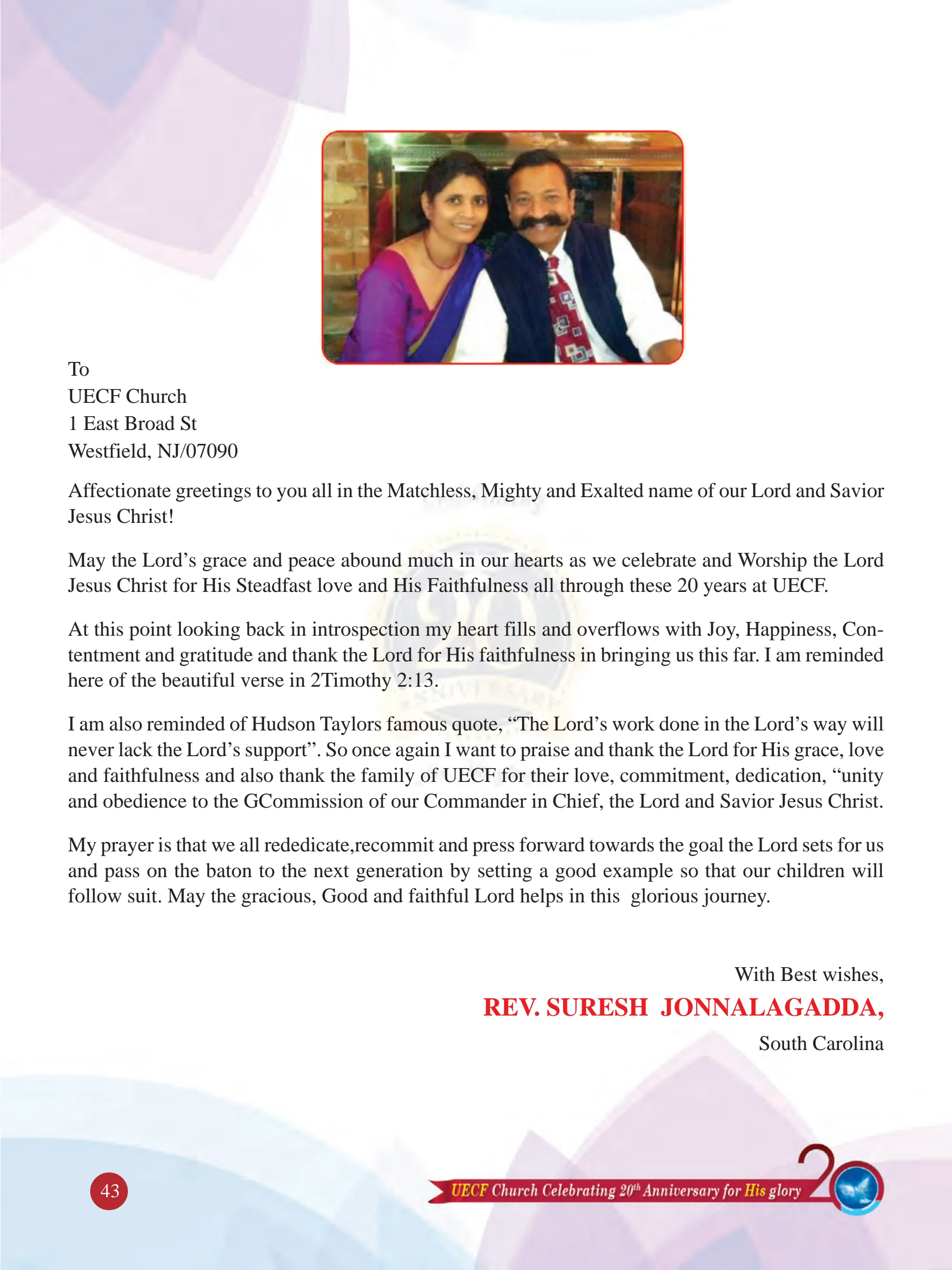 Rev. Suresh Jonnalagadda — original souvenir page 43