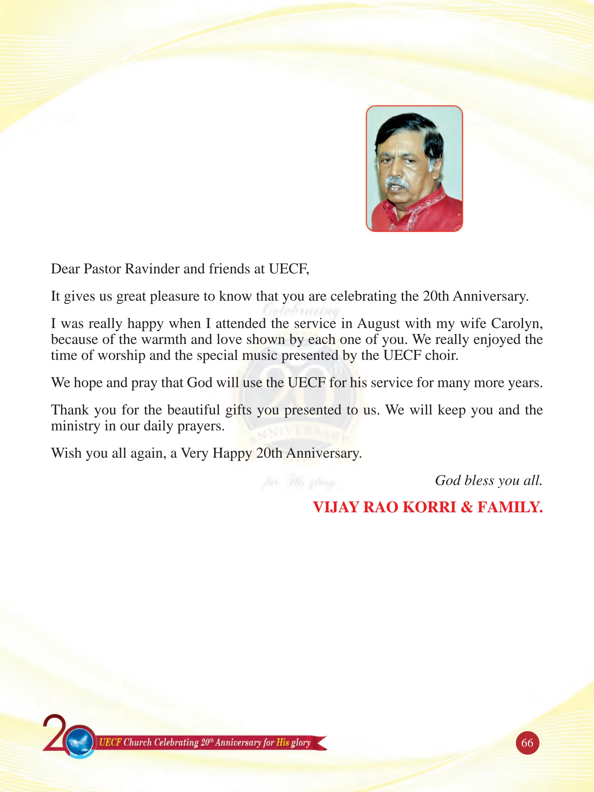 Mr. Vijay Rao Korri — original souvenir page 66