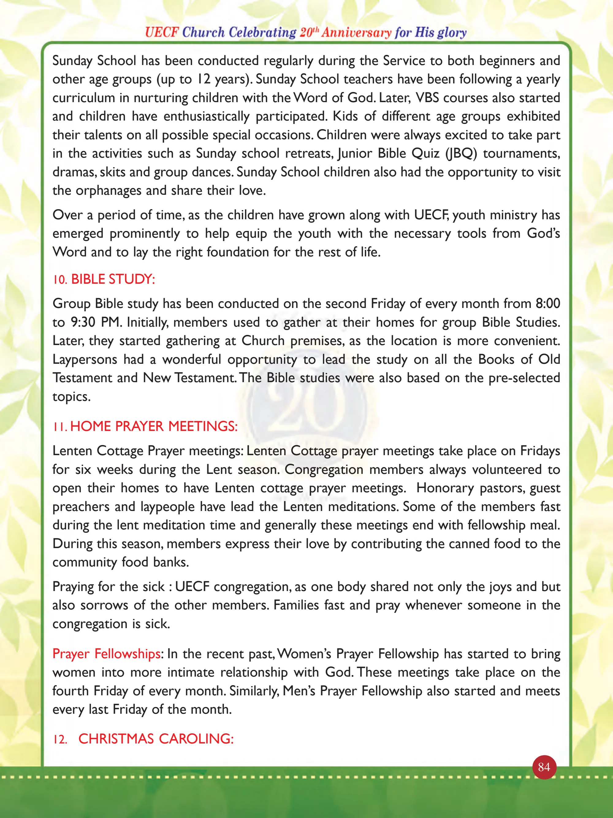 History of United Evangelical Christian Fellowship (UECF) — original souvenir page 84