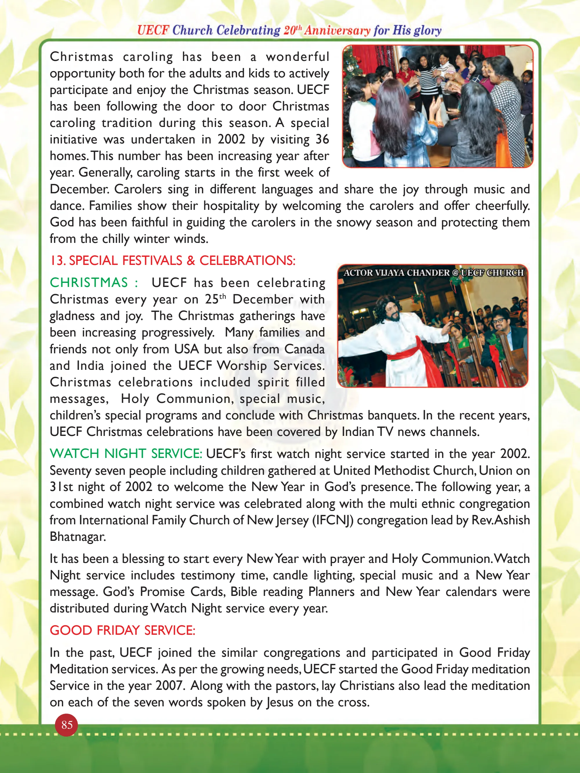 History of United Evangelical Christian Fellowship (UECF) — original souvenir page 85