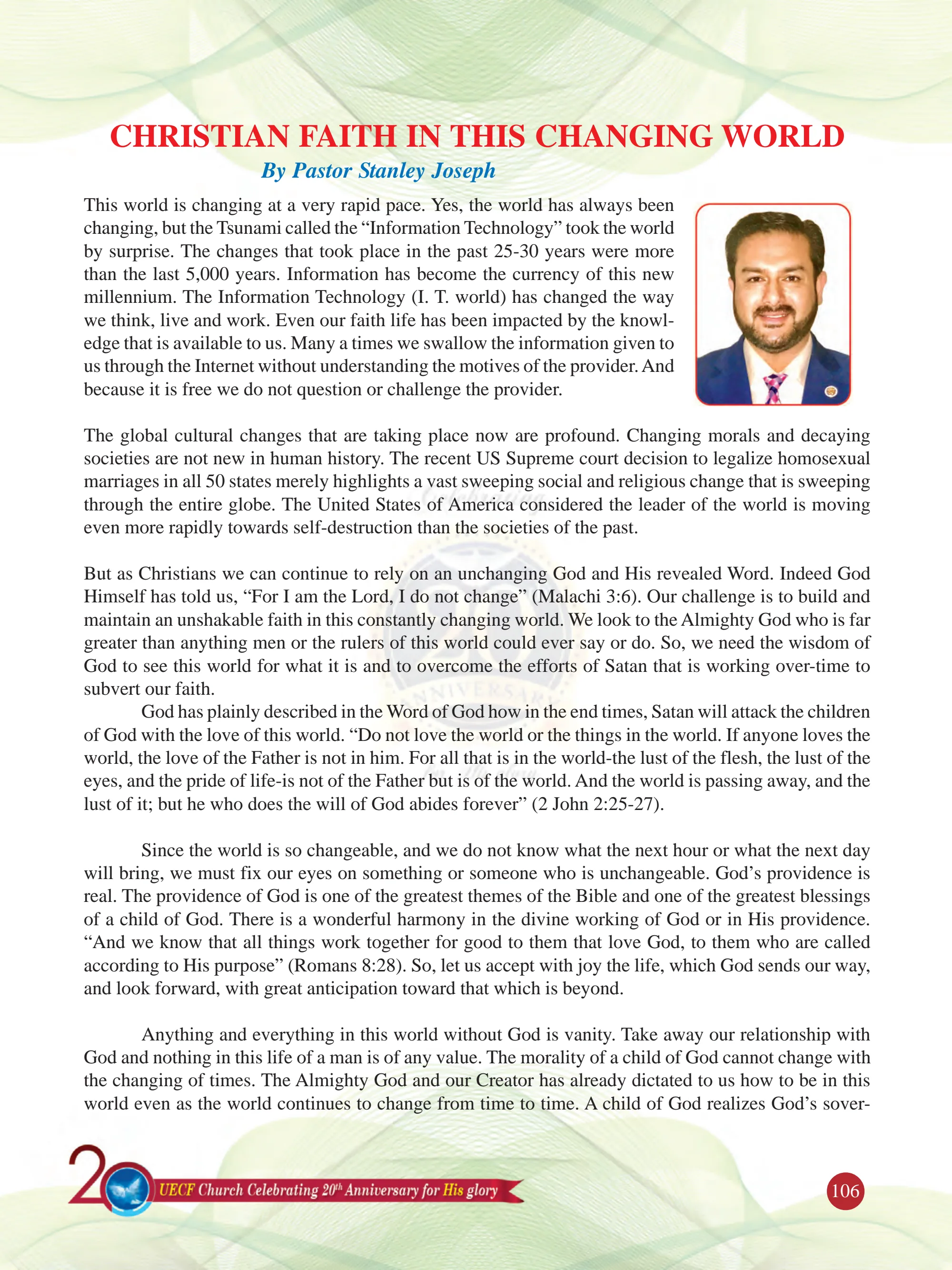 Christian Faith in This Changing World — original souvenir page 106