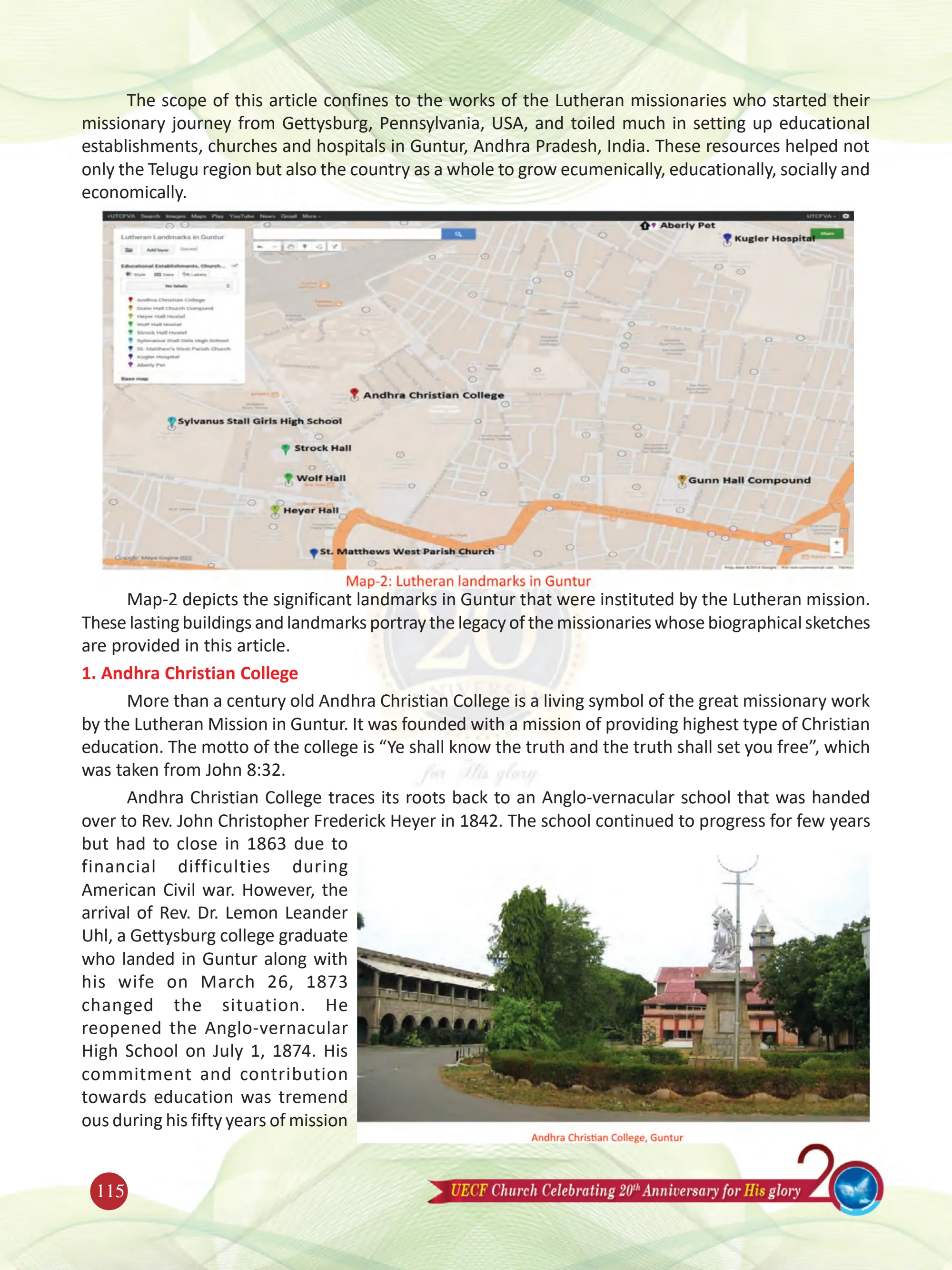 Lutheran Missionaries, Landmarks and Legacies — original souvenir page 115