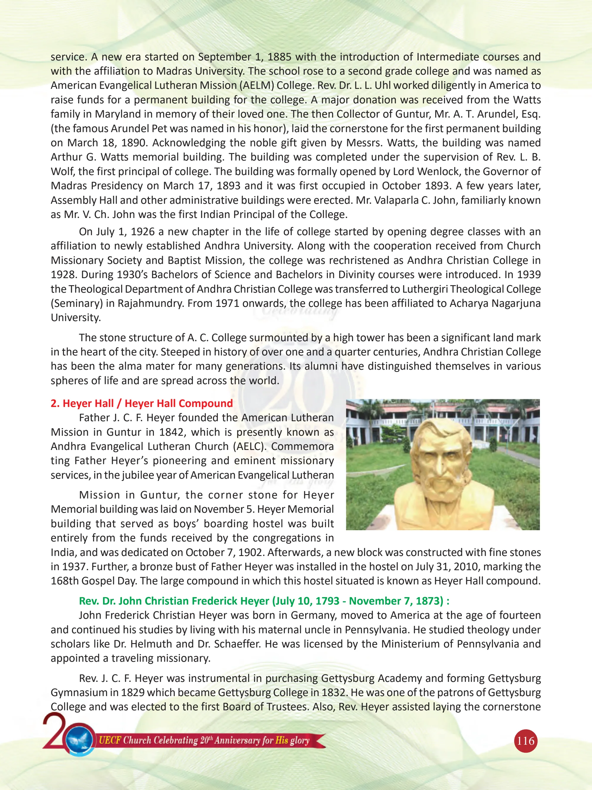 Lutheran Missionaries, Landmarks and Legacies — original souvenir page 116