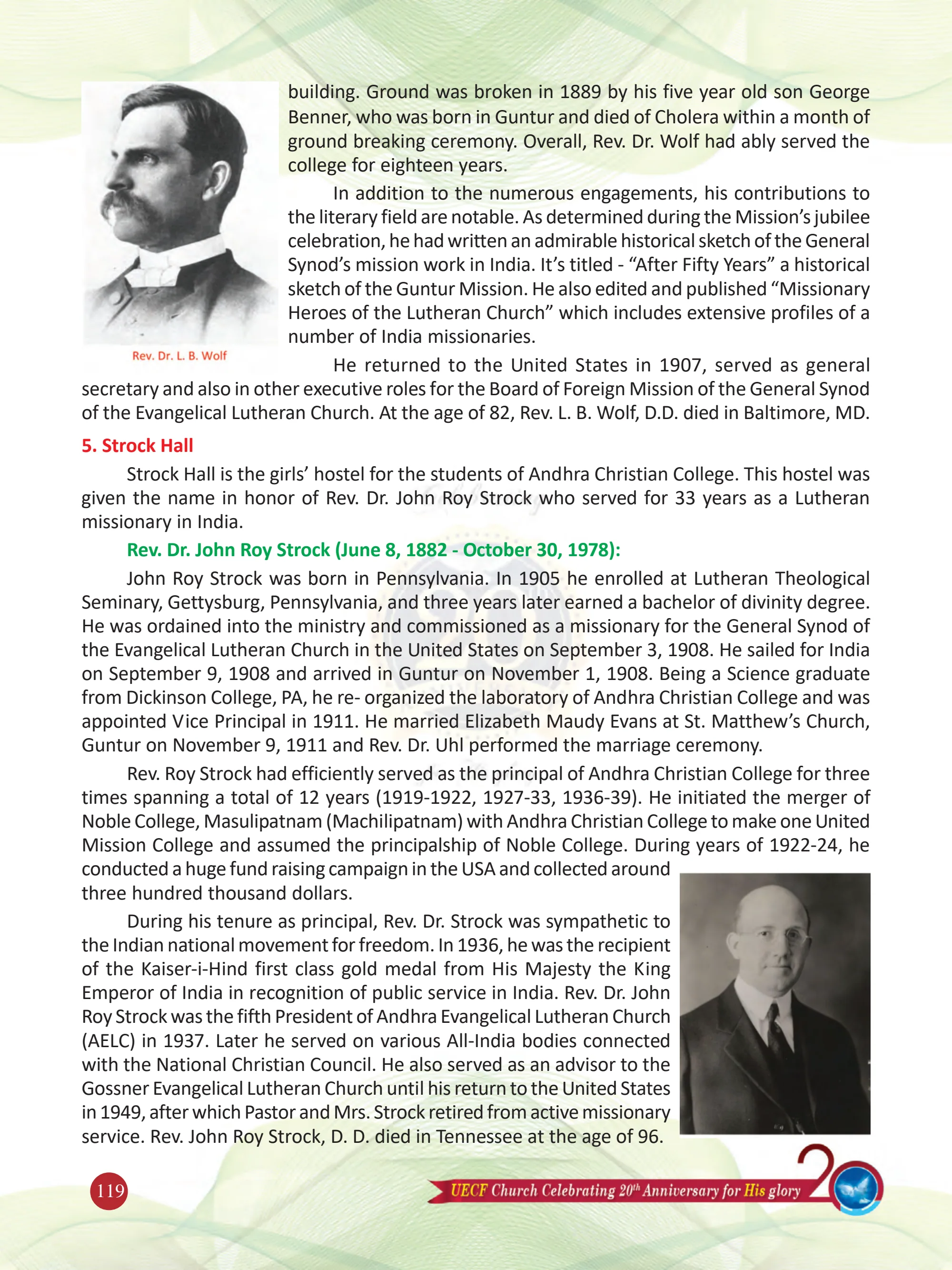 Lutheran Missionaries, Landmarks and Legacies — original souvenir page 119