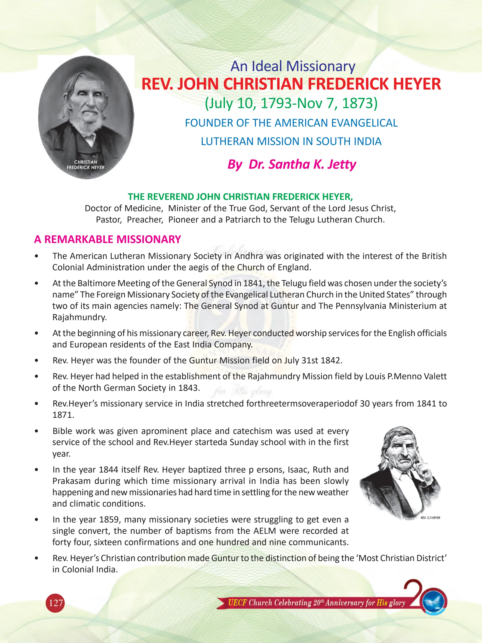 An Ideal Missionary — Rev. John Christian Frederick Heyer — original souvenir page 127